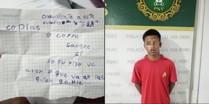 POLICÍA CAPTURÓ A PRESUNTO INTEGRANTE DE “LOS LOBOS” CON NOTA EXTORSIVA
